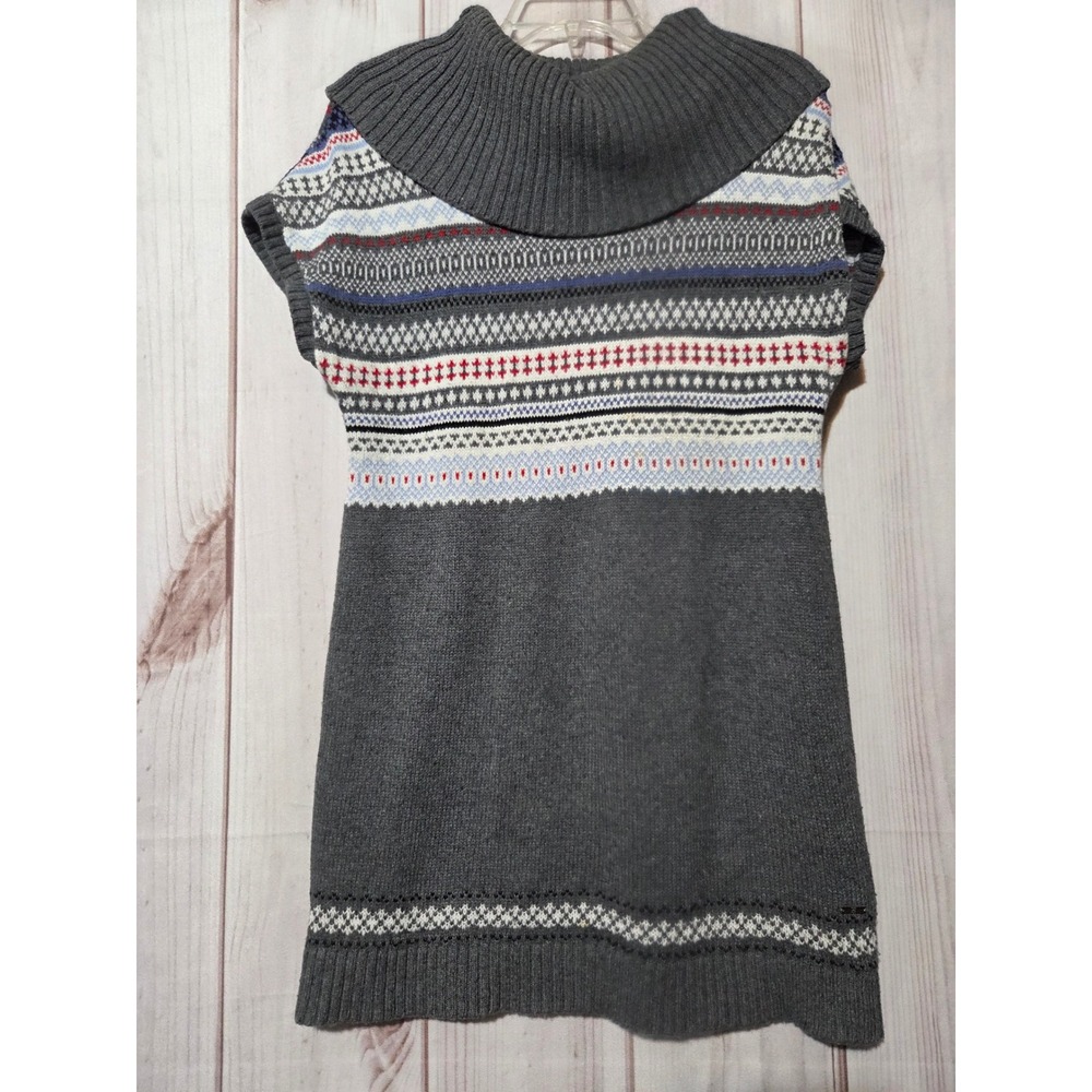 Tommy Hilfiger Womens Gray Fair Isle Cowl Neck Sleeveless Sweater Dress Size M